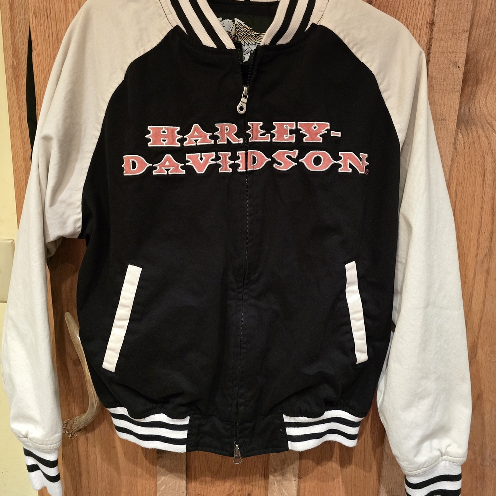 Womens Harley-Davidson Black and White Varsity Jacket